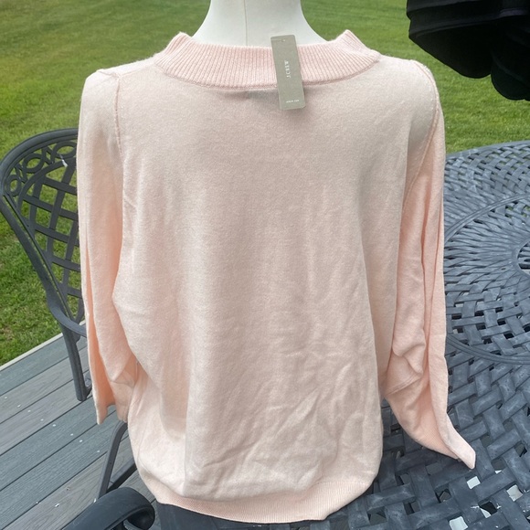 NWT J. Crew Orange Wool Blend crew Neck seamed around 3/4 Sleeve Sweater med - Picture 5 of 10